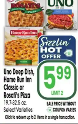 Jewel-Osco Uno Deep Dish, Home Run Inn Classic or Rosati's Pizza offer