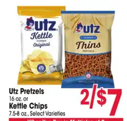 Jewel-Osco Utz Pretzels 16 oz. or Kettle Chips 7.5-8 oz offer