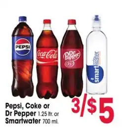 Jewel-Osco Pepsi, Coke or Dr Pepper 1.25 ltr. or Smartwater 700 ml offer