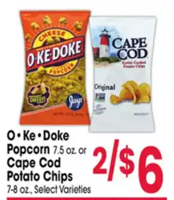Jewel-Osco O Ke Doke Popcorn 7.5 oz. or Cape Cod Potato Chips offer