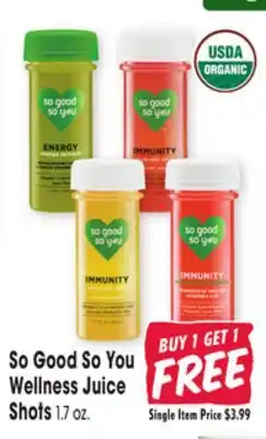 Jewel-Osco So Good So You Wellness Juice Shots offer