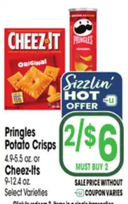 Jewel-Osco Pringles Potato Crisps 4.9-5.5 oz. or Cheez-Its 9-12.4 oz offer