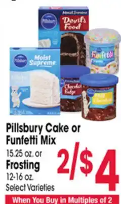 Jewel-Osco Pillsbury Cake or Funfetti Mix 15.25 oz. or Frosting 12-16 oz offer
