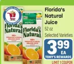 Tony’s Fresh Market Florida's Natural Juice offer