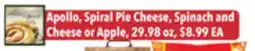 Tony’s Fresh Market Apollo, Spiral Pie Cheese, Spinach and Cheese or Apple offer