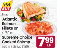 Tony’s Fresh Market Fresh Atlantic Salmon Fillets or 41/50 ct, Supreme Choice Cooked Shrimp offer