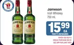 Tony’s Fresh Market Jameson Irish Whiskey offer