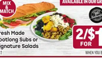 Tony’s Fresh Market Fresh Made Footlong Subs or Signature Salads offer