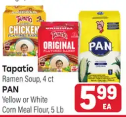 Tony’s Fresh Market Tapatío Ramen Soup, 4 ct PAN Yellow or White Corn Meal Flour, 5 lb offer