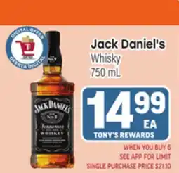 Tony’s Fresh Market Jack Daniel's Whisky offer
