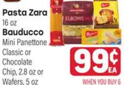 Tony’s Fresh Market Pasta Zara 16oz Bauducco Mini Panettone Classic or Chocolate Chip, 2.8oz or Wafers, 5oz offer