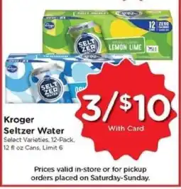 Kroger Kroger Seltzer Water offer