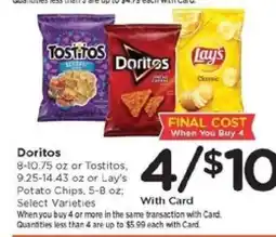 Kroger Doritos, Tostitos, or Lay's Potato Chips offer