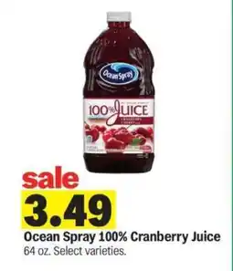 Meijer Ocean Spray 100% Cranberry Juice offer
