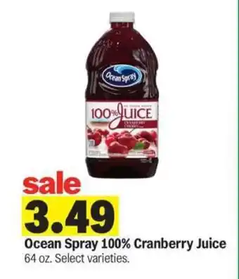 Meijer Ocean Spray 100% Cranberry Juice offer