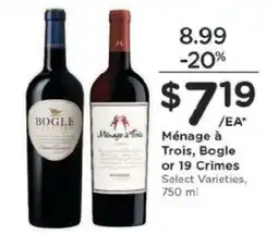 Kroger Ménage à Trois, Bogle or 19 Crimes offer