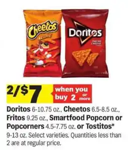 Meijer Doritos, Cheetos, Fritos, Smartfood Popcorn, Popcorners, Tostitos offer