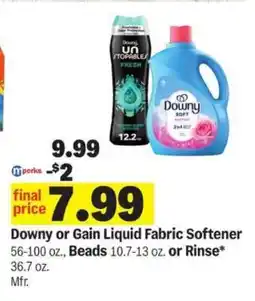 Meijer Downy or Gain Liquid Fabric Softener offer