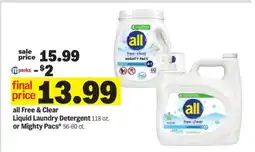 Meijer all Free & Clear Liquid Laundry Detergent offer