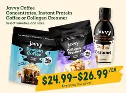 Sprouts Farmers Market Javvy Coffee Concentrates, Instant Protein Coffee or Collagen Creamer offer