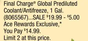 Ace Hardware Final Charge Global Prediluted Coolant/Antifreeze offer