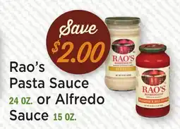 Heinen's Rao's Pasta Sauce 24 OZ. or Alfredo Sauce 15 OZ offer
