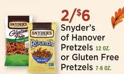 Heinen's Snyder's of Hanover Pretzels 12 OZ. or Gluten Free Pretzels 7-8 OZ offer