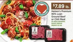 Heinen's Heinen's Premium 90% Lean Ground Beef or Chili Meat offer