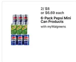 Walgreens 6 - Pack Pepsi Mini Can Products offer