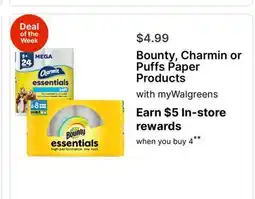 Walgreens Bounty, Charmin or Puffs Paper Products offer