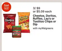 Walgreens Cheetos, Doritos, Ruffles, Lay's or Tostitos Chips or Dip offer