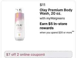 Walgreens Olay Premium Body Wash, 20 oz offer