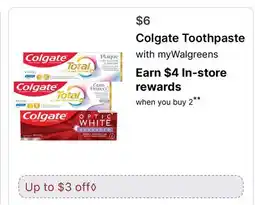 Walgreens Colgate Toothpaste offer