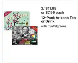 Walgreens 12-Pack Arizona Tea or Drink offer
