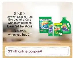 Walgreens Downy, Gain or Tide Evo Laundry Care offer