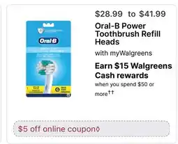 Walgreens Oral-B Power Toothbrush Refill Heads offer