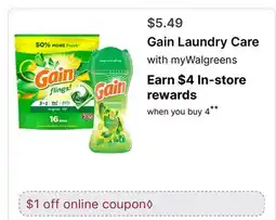 Walgreens Gain Laundry Care offer