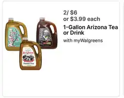 Walgreens 1-Gallon Arizona Tea or Drink offer