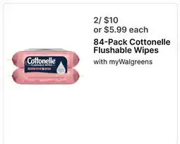 Walgreens 84-Pack Cottonelle Flushable Wipes offer
