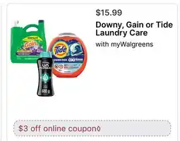 Walgreens Downy, Gain or Tide Laundry Care offer