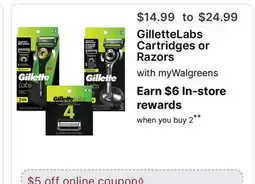 Walgreens GilletteLabs Cartridges or Razors offer
