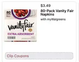 Walgreens 80-Pack Vanity Fair Napkins offer