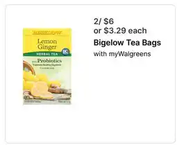 Walgreens Bigelow Tea Bags offer