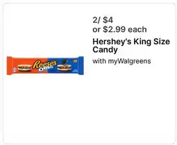 Walgreens Hershey's King Size Candy offer