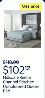 Walmart Reece Channel Stitched Upholstered Queen Bed, Platinum, by Hillsdale Living Essentials offer