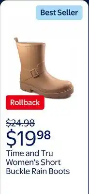 Walmart Time and Tru Women's Short Buckle Rain Boots offer