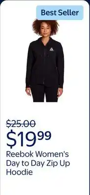 Walmart Reebok Women's and Women's Plus Day to Day Zip Up Hoodie, Sizes XS-4X offer