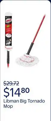Walmart Libman Big Tornado Mop Cotton Blended Head Red Steel Handle offer