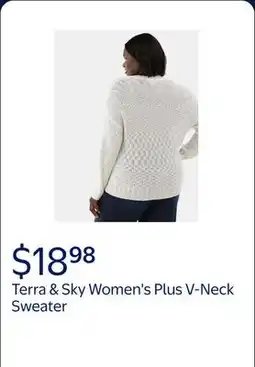 Walmart Terra & Sky Women's Plus V-Neck Sweater, Midweight, Sizes 0X-5X offer