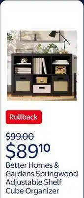 Walmart Better Homes & Gardens Springwood Adjustable Shelf Cube Organizer, Charcoal Finish offer